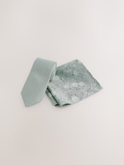 Green 100% Silk Tie and Pocket Square Set - Image 1 of 4