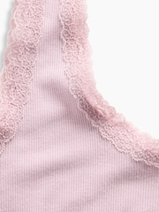 Gap Pink Mini Rib Lace-Trim Pyjamas Vest - Image 4 of 4