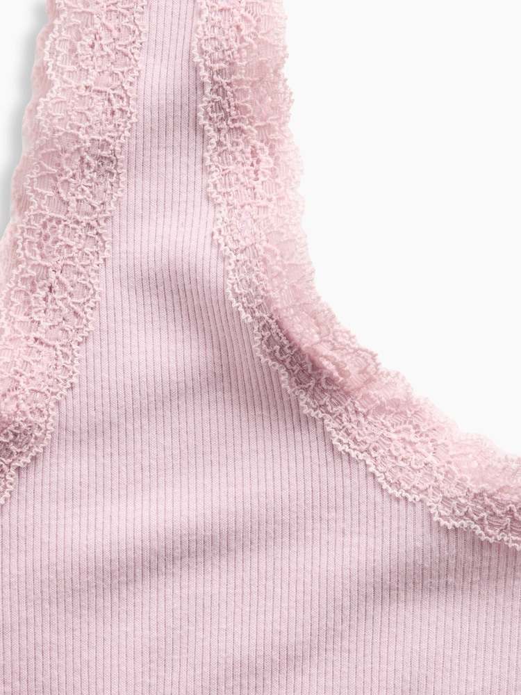 Gap Pink Mini Rib Lace-Trim Pyjamas Vest - Image 4 of 4 Gap Pink Mini Rib Lace-Trim Pyjamas Vest - Image 4 of 4