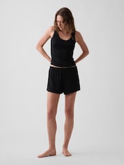 Gap Black Mini Rib Lace-Trim Pyjamas Vest - Image 3 of 4