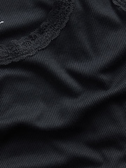 Gap Black Mini Rib Lace-Trim Pyjamas Vest - Image 4 of 4