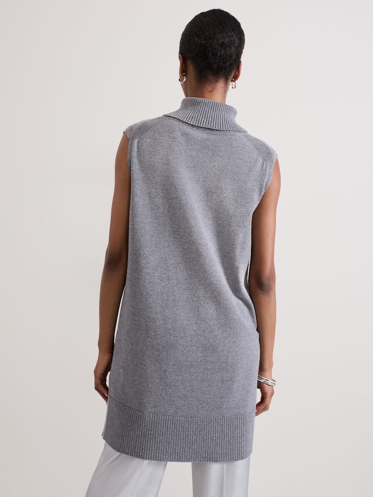 Phase Eight Grey Mila Sleeveless Tabard Jumper Dress - Image 2 of 7