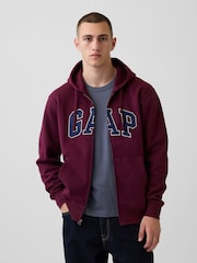 Gap Burgundy Red/Blue Vintage Soft Arch Logo Zip Hoodie - Image 1 of 4