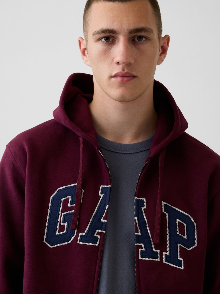 Gap Burgundy Red/Blue Vintage Soft Arch Logo Zip Hoodie - Image 4 of 4 Gap Burgundy Red/Blue Vintage Soft Arch Logo Zip Hoodie - Image 4 of 4