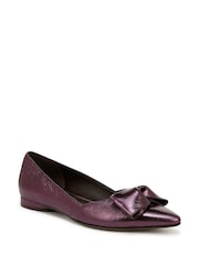 Naturalizer Havana-Bow Wide Fit Leather Ballet Flat Shoes - Image 3 of 7