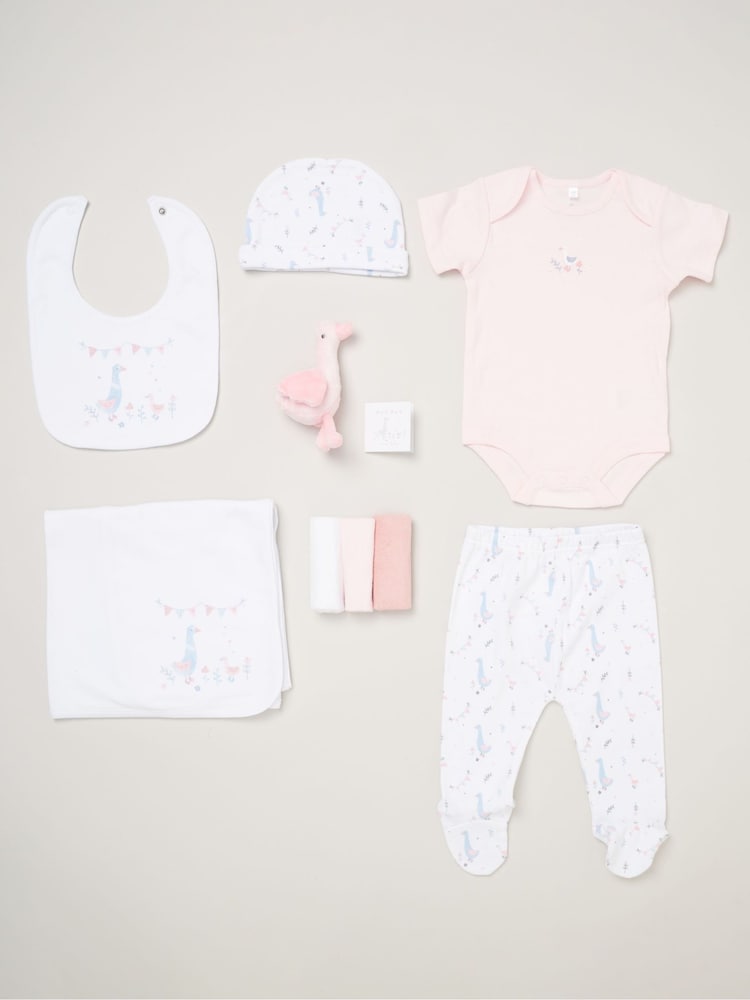 Rock-A-Bye Baby Boutique Pink 100% Cotton Print Gift Set 10 Piece - Image 1 of 6