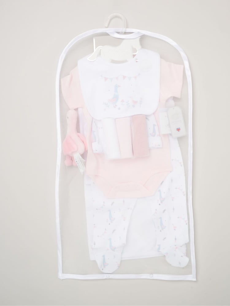 Rock-A-Bye Baby Boutique Pink 100% Cotton Print Gift Set 10 Piece - Image 2 of 6