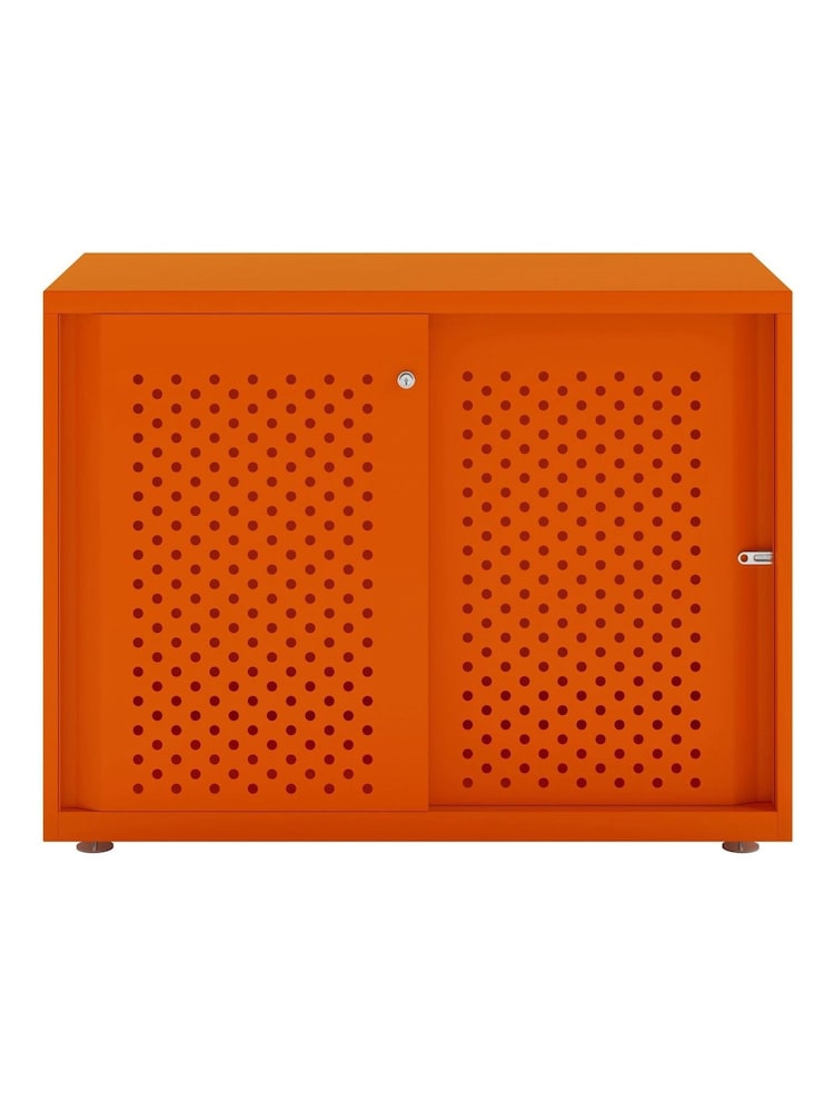 Bisley Orange Glide Cabinet with Sliding Door Medium Wide - Image 2 of 3