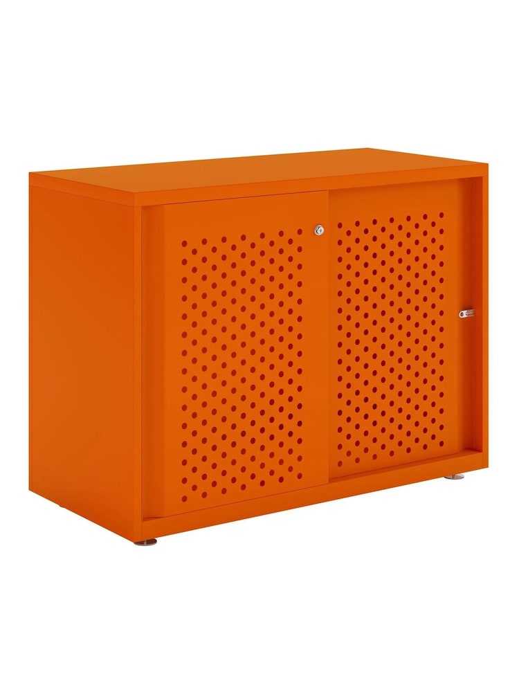 Bisley Orange Glide Cabinet with Sliding Door Medium Wide - Image 3 of 3