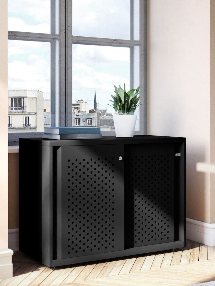Bisley Black Glide Cabinet with Sliding Door Medium Wide - Image 1 of 3
