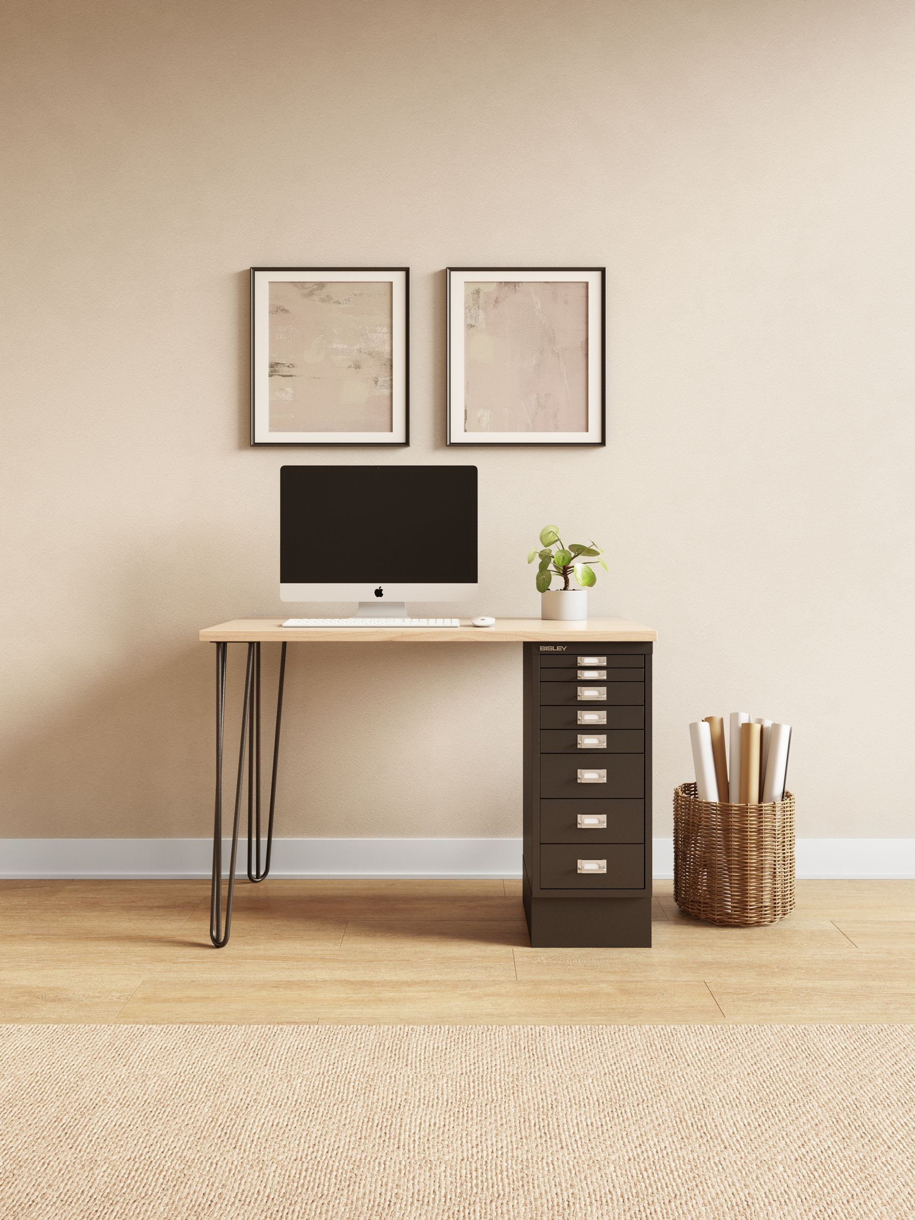 Bisley Black MultiDesk With Filing Standard Cabinet | Laura Ashley