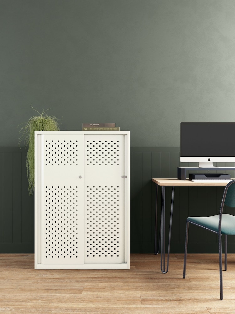 Bisley White Glide Cabinet with Sliding Door Large Wide - Image 1 of 3