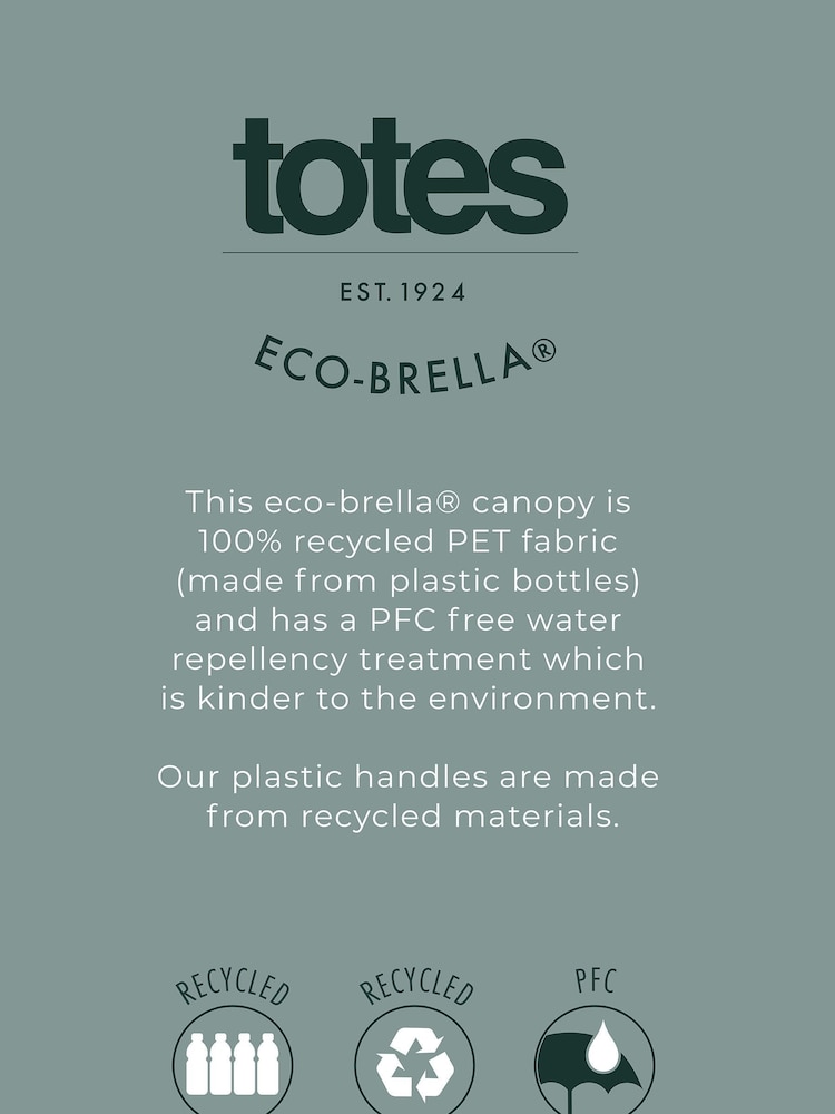 Totes Grey X-tra Strong Automatic Eco-Brella Crook Handle Umbrella - Image 4 of 4