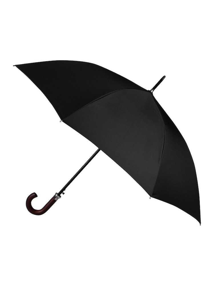 Totes Black Automatic Wood Crook Walker Eco-Brella Umbrella - Image 1 of 4 Totes Black Automatic Wood Crook Walker Eco-Brella Umbrella - Image 1 of 4