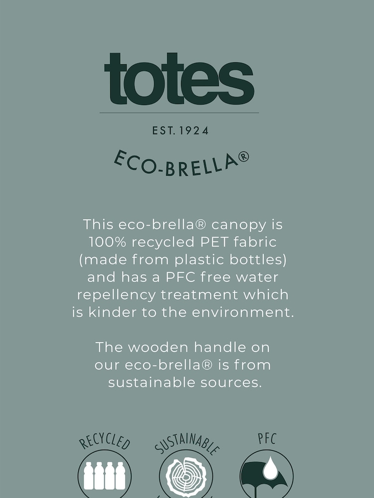 Totes Black X-tra Strong Automatic Eco-Brella Crook Handle Umbrella - Image 4 of 4