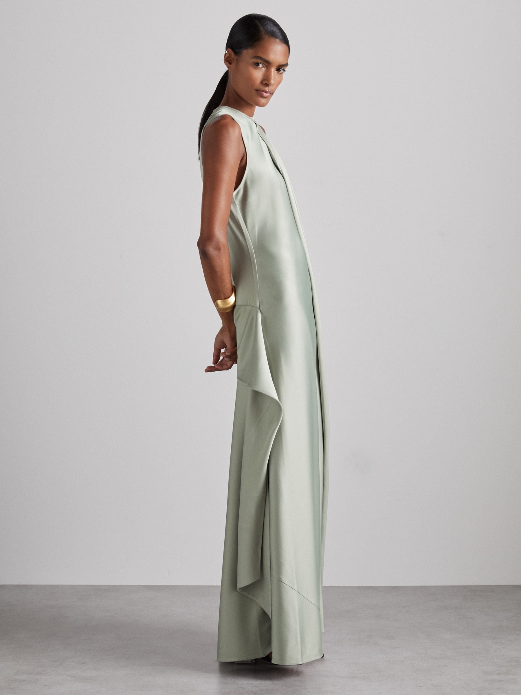 Buy Reiss Green Quincy Atelier Draped-Satin Occasion Dress