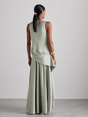 Reiss Green Quincy Atelier Draped-Satin Occasion Dress - Image 6 of 8