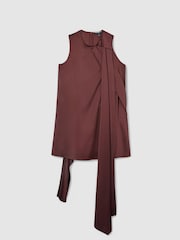 Reiss Burgundy Quinn Atelier Satin Draped-Sash Mini Dress - Image 2 of 6