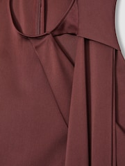 Reiss Burgundy Quinn Atelier Satin Draped-Sash Mini Dress - Image 6 of 6