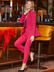 Sosandar Red Petite Tapered Leg Trousers - Image 1 of 5