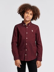U.S. Polo Assn. Burgundy Red Peached Boys Oxford 100% Cotton Shirt - Image 1 of 9