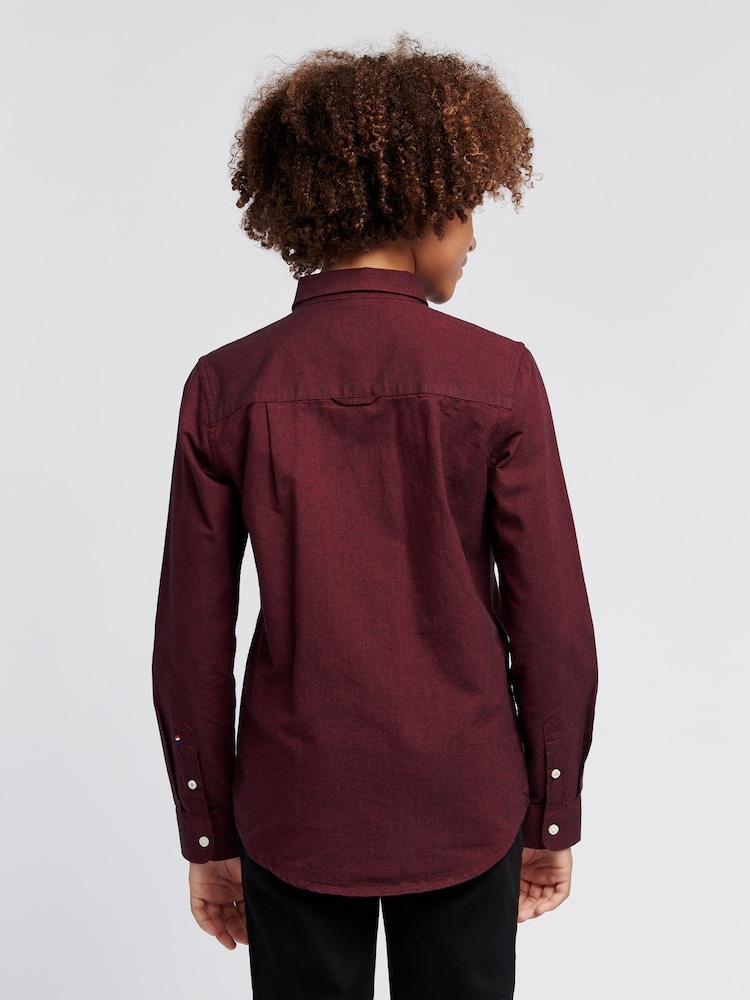 U.S. Polo Assn. Burgundy Red Peached Boys Oxford 100% Cotton Shirt - Image 4 of 9