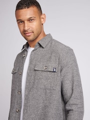 U.S. Polo Assn. Grey Mens Textured Herringbone 100% Cotton Overshirt - Image 2 of 8