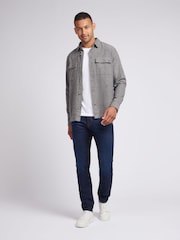 U.S. Polo Assn. Grey Mens Textured Herringbone 100% Cotton Overshirt - Image 3 of 8