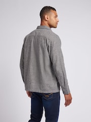 U.S. Polo Assn. Grey Mens Textured Herringbone 100% Cotton Overshirt - Image 4 of 8