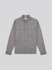 U.S. Polo Assn. Grey Mens Textured Herringbone 100% Cotton Overshirt - Image 6 of 8