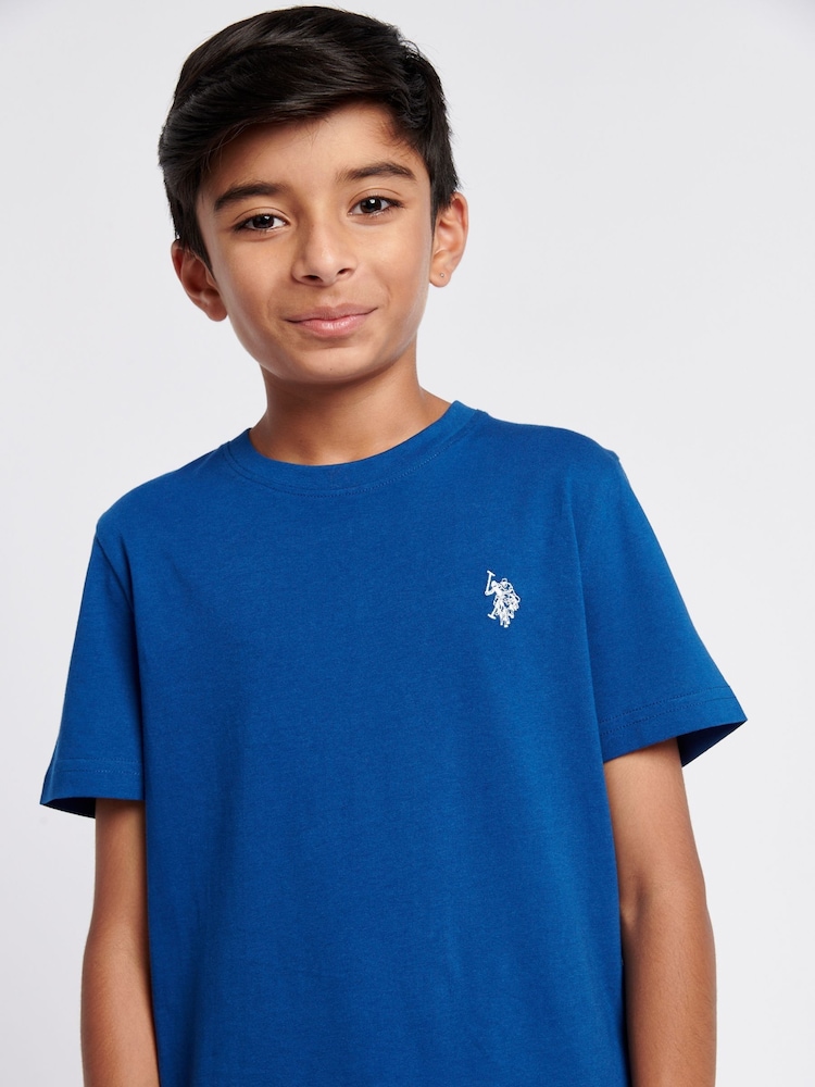 Синий - US Polo Assn. Футболка для мальчиков из 100% хлопка с принтом лошадей - Изображение 2 из 7