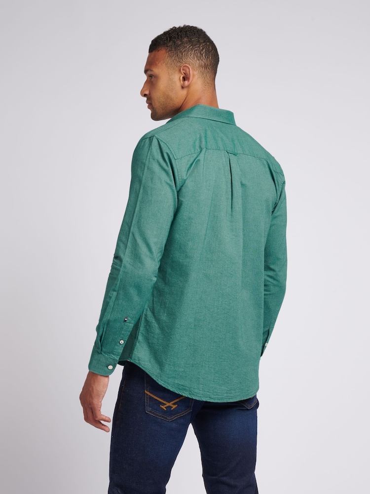 Зелений - U.S. Polo Assn. Чоловіча персикова оксфордська сорочка - Image 4 of 9