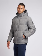U.S. Polo Assn. Grey Mens Textured Winter Puffer Jacket - Image 1 of 12