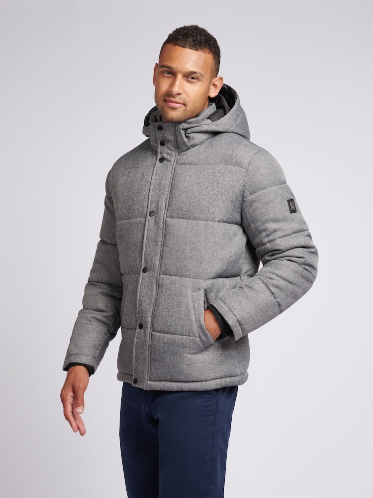 U.S. Polo Assn. Grey Mens Textured Winter Puffer Jacket - Image 1 of 12
