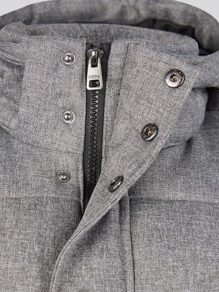 U.S. Polo Assn. Grey Mens Textured Winter Puffer Jacket - Image 12 of 12