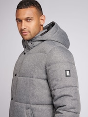 U.S. Polo Assn. Grey Mens Textured Winter Puffer Jacket - Image 2 of 12