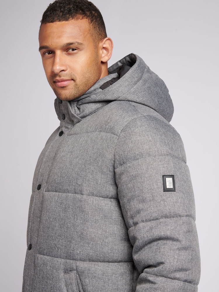 U.S. Polo Assn. Grey Mens Textured Winter Puffer Jacket - Image 2 of 12