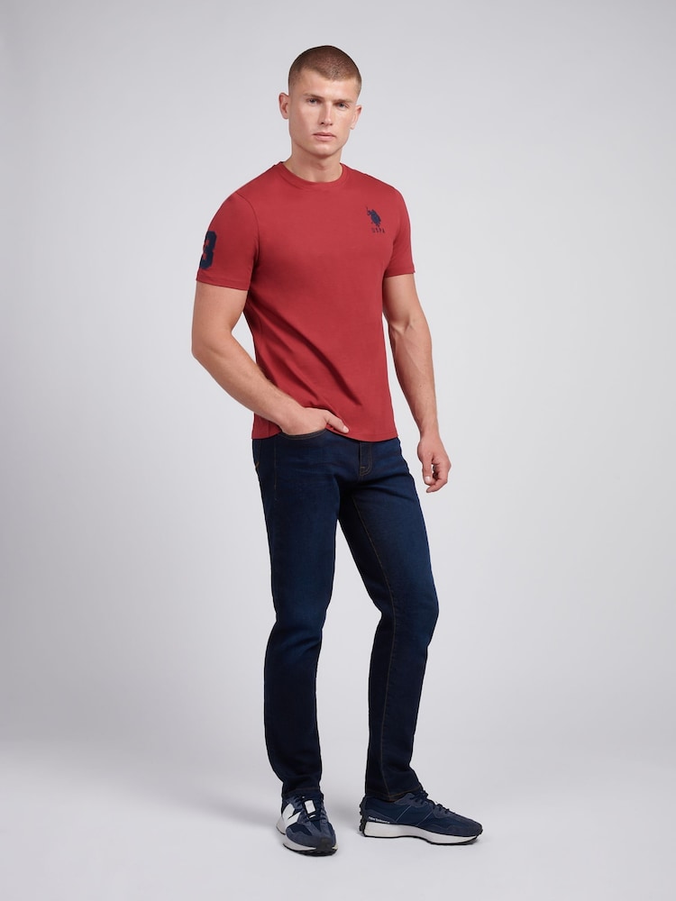 U.S. Polo Assn. Red Regular Fit Mens 100% Cotton Player 3 T-Shirt - Image 3 of 10