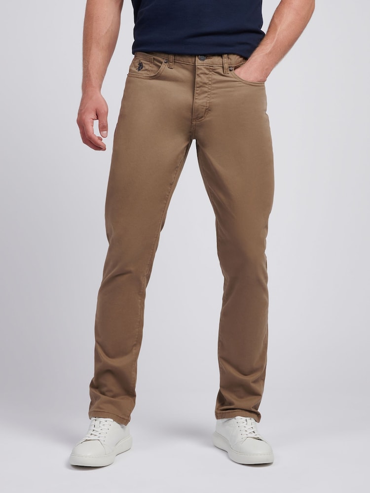 U.S. Polo Assn. Brown/Cream Core 5 Pocket Mens Trousers - Image 1 of 11