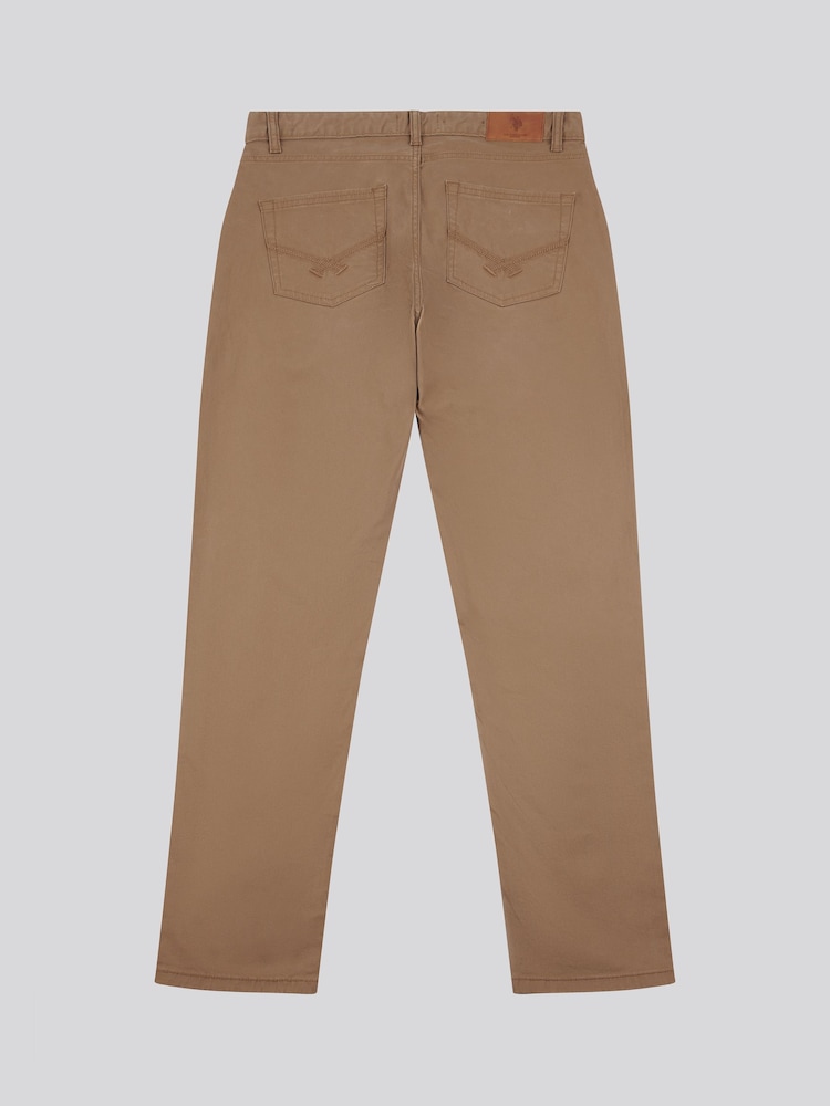 U.S. Polo Assn. Brown/Cream Core 5 Pocket Mens Trousers - Image 8 of 11