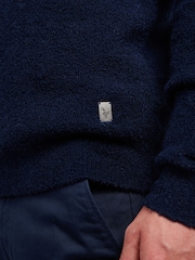 U.S. Polo Assn. Blue Mens Boucle Knit Funnel Neck Polo Shirt - Image 2 of 7