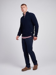 U.S. Polo Assn. Blue Mens Boucle Knit Funnel Neck Polo Shirt - Image 3 of 7