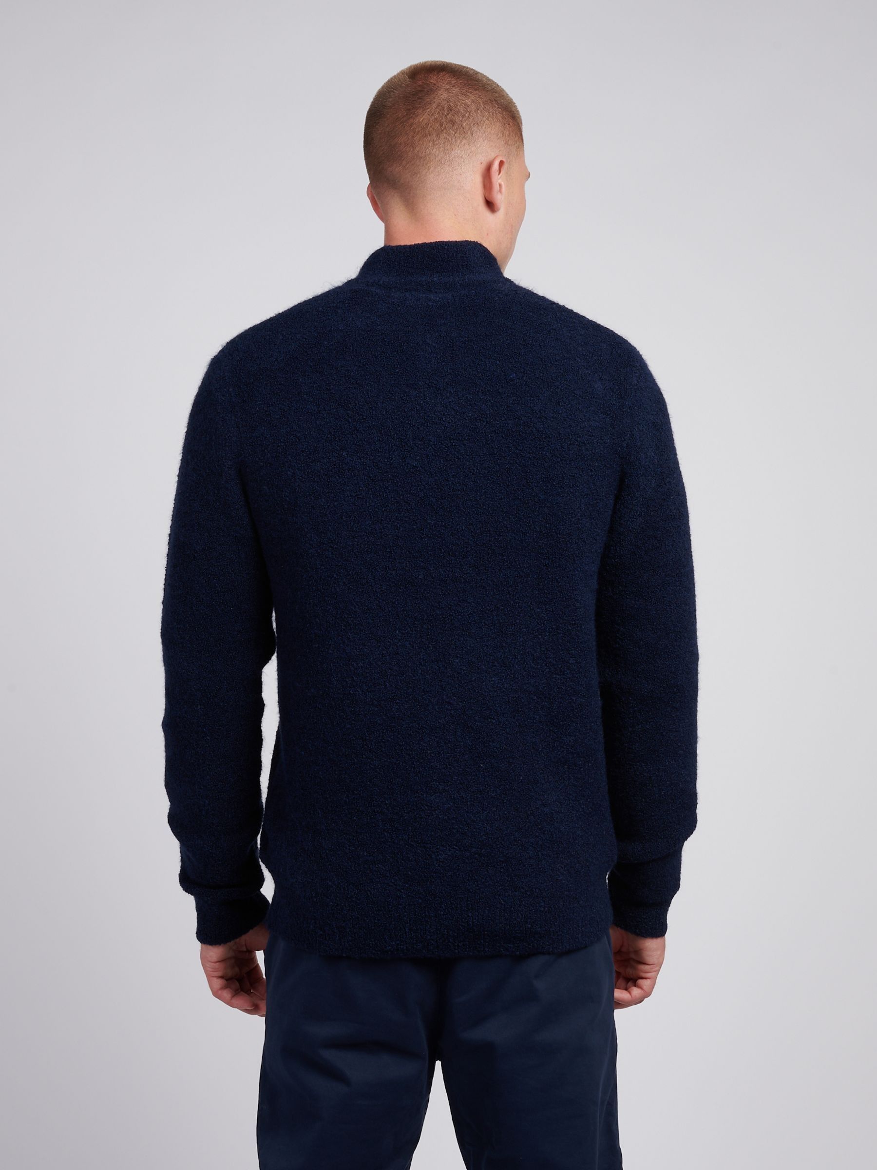 U.S. Polo Assn. Blue Mens Boucle Knit Funnel Neck Polo Shirt - Image 4 of 7