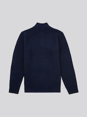 U.S. Polo Assn. Blue Mens Boucle Knit Funnel Neck Polo Shirt - Image 6 of 7