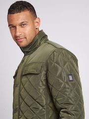 U.S. Polo Assn Green U.S. Polo Assn. Mens Diamond Quilted Funnel Black Jacket - Image 4 of 12