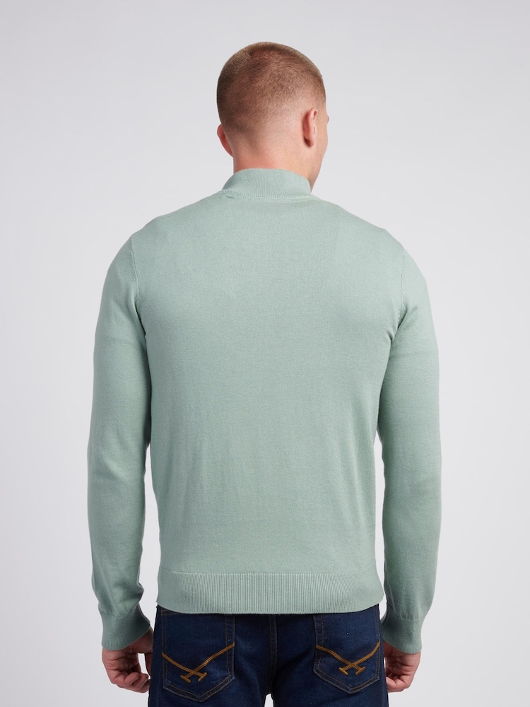 U.S. Polo Assn. Green Mens Regular Fit Funnel Neck Quarter Zip Jumper - Image 4 of 6