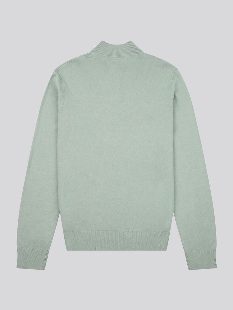 U.S. Polo Assn. Green Mens Regular Fit Funnel Neck Quarter Zip Jumper - Image 6 of 6