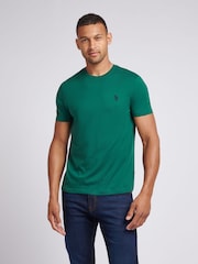 U.S. Polo Assn. Green Mens Regular Fit Double Horsemen 100% Cotton T-Shirt - Image 1 of 1