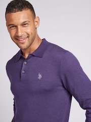 من U.S. Polo Assn. قميص بولو محبوك بكُم طويل للرجال - صورة 2 من 8