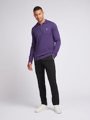 من U.S. Polo Assn. قميص بولو محبوك بكُم طويل للرجال - صورة 3 من 8